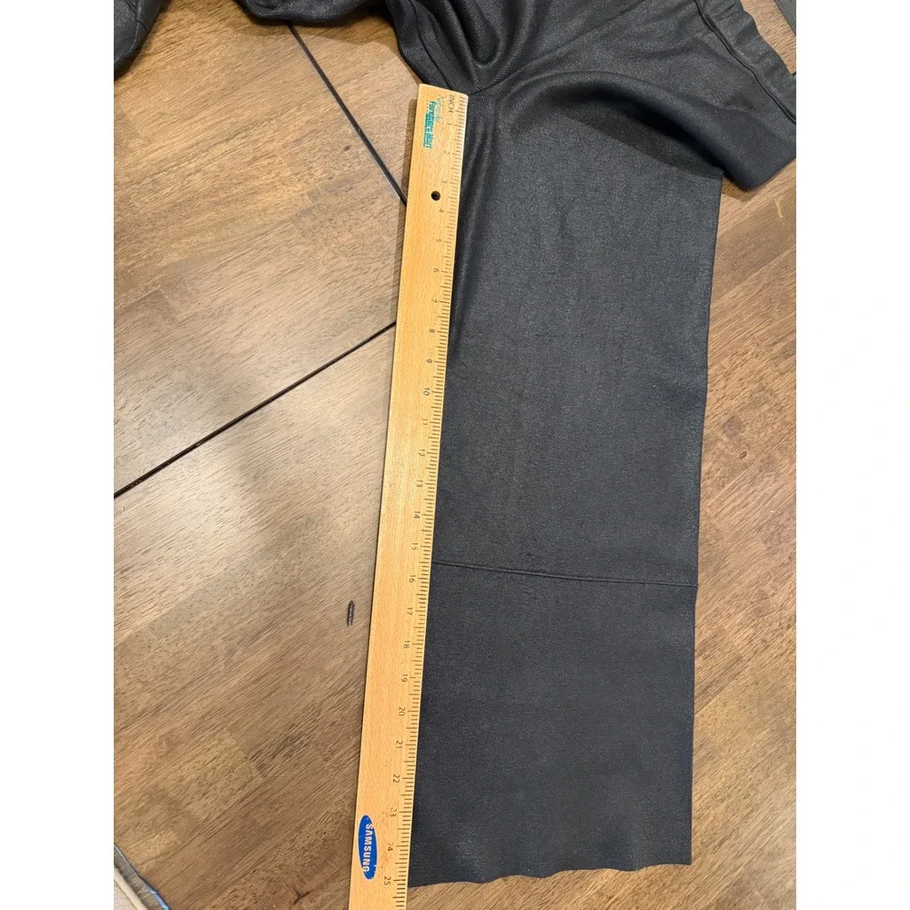 Zara Womens Black Faux Leather Wide Leg Cropped Pants High Rise Size M - Picture 5 of 7